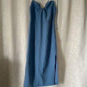 Abercrombie & Fitch Strappy Halter Midi Dress Blue Size Small
